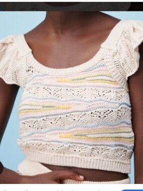 Zara Multicolor Crochet Knit Top
